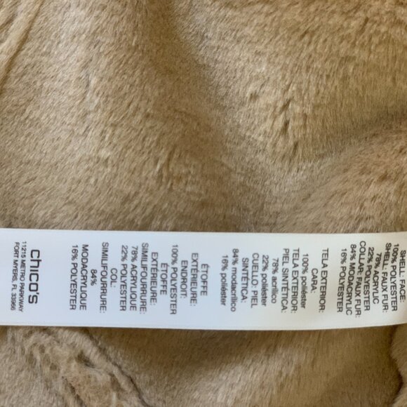 Chico’s Faux Suede Shearling Jacket Camel Penny Lane Style – Plush Lined, Chic - Picture 4 of 12